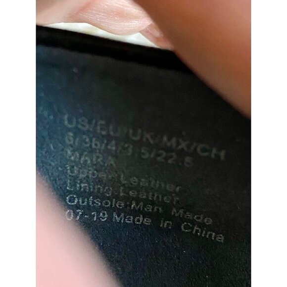 Katherine Kelly Leather Mara Wedge Shoes Sz 6 Black Gold Almond toe - Picture 12 of 14